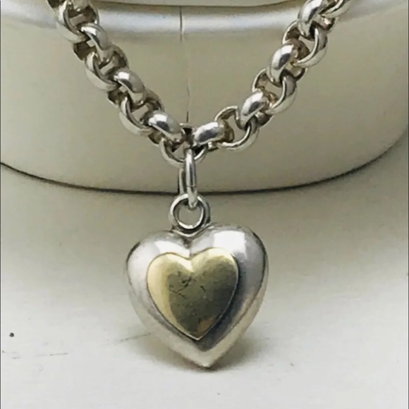 Heavy Sterling Gold Collar Necklace 17”